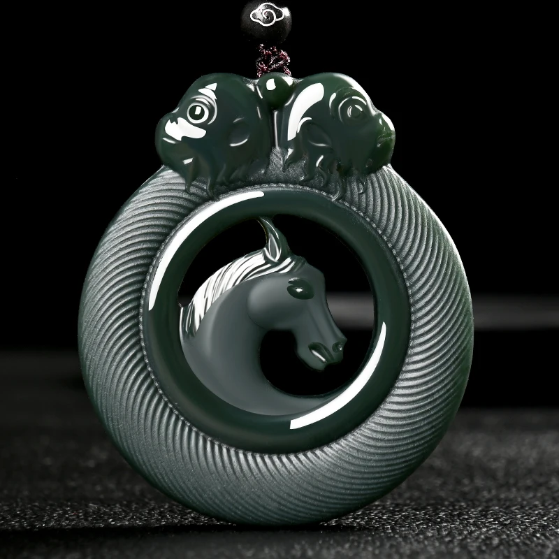

Hetian Jade Immediately Fanhou Jade Pendant Genuine Xinjiang Sapphire Horse Brand Men's and Women's Jewelry
