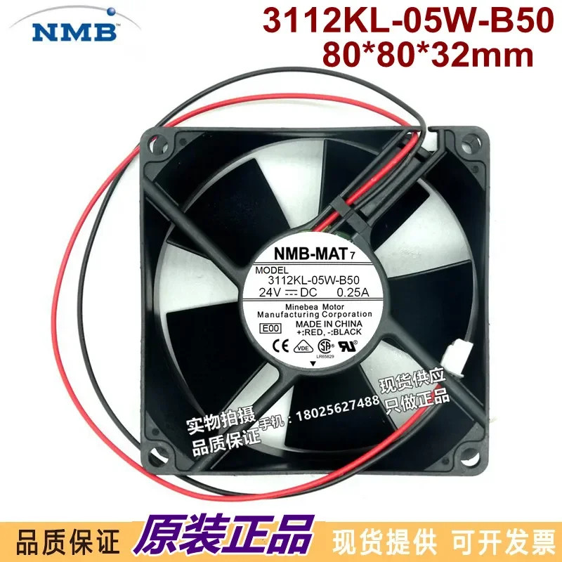 for NMB 3112KL-05W-B50 24V 0.25A Original 80x80x32mm Equipment Axial Flow Fan