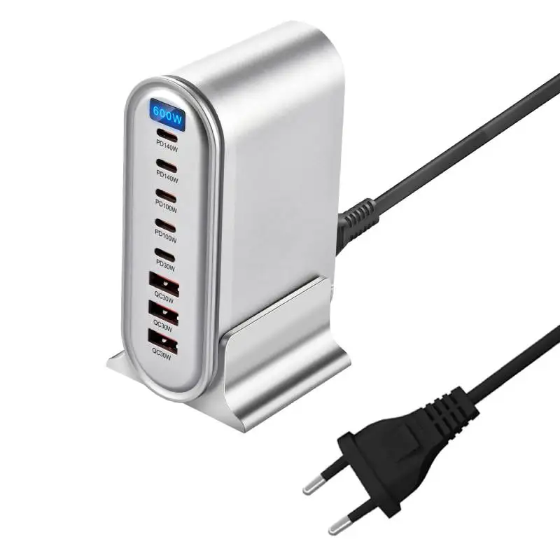 

600W GaN PD 8-Port Fast Charging Station - All-in-One High Power Charger with Light Display 5C3A portable Charger