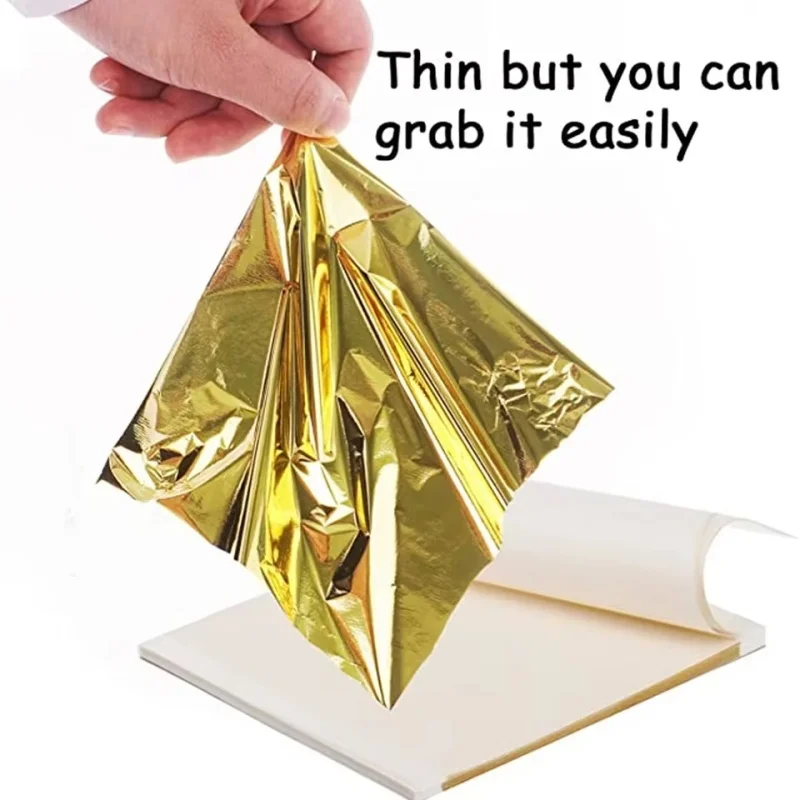100pcs Imitation Gold Sliver Copper Foil Paper DIY Resin Candle Plaster Craft Leaf Flake Gilding Sheets Art Nail Home Decoration view 2