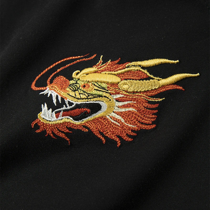 Men Dragon T Shirt Embroidery Summer Animal T Shirt Fashion Casual Short Sleeve Cotton VintageTees Top Chinese Men Clothing 2024