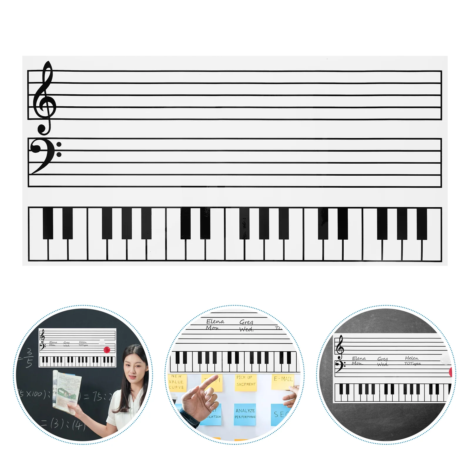 Papan Tulis Staf Musik 30X60Cm Papan Penghapus Kering Karet Magnetik Lembut untuk Stiker Memo Perencanaan Perlengkapan Dapur Kulkas