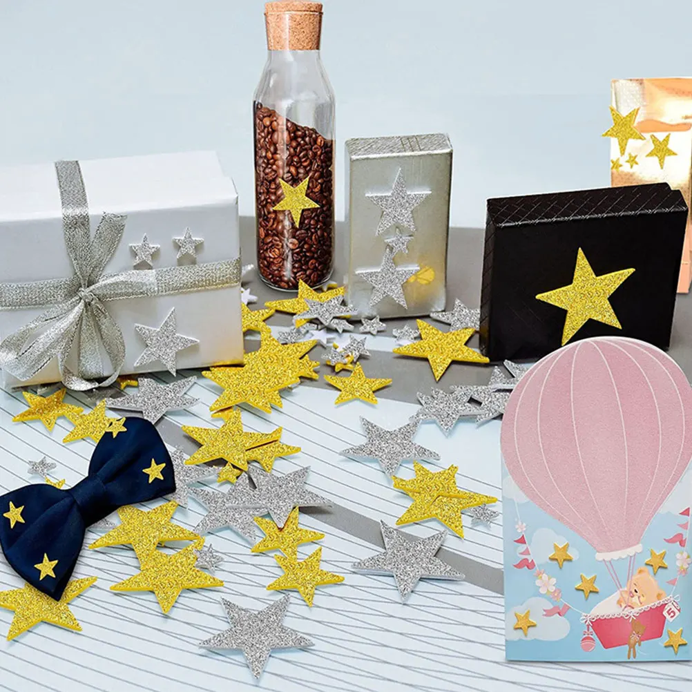 

300 Pcs Gold Silver Pentagram Star Stickers Self Adhesive Foams Decorative Patches for Cards Gifts Scrapbooking