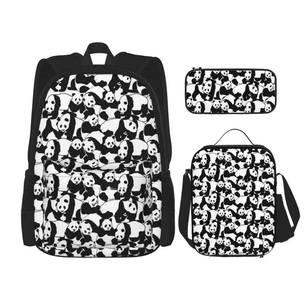 

Panda Cute Animal Backpacks Boys Girls Bookbag Students School Bags Cartoon Kids Rucksack Lunch Bag Pen Bag Three-Piece Set