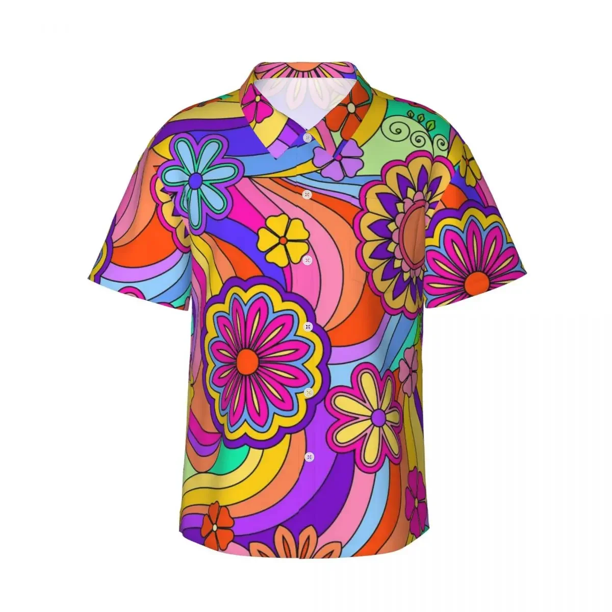 2026 Hawaii Is Colorful Summer Shirt Beach Happy Flower Power Blouses Hippy Psychedelic Elegant Casual Shirts Men‘s Short-Sleeve