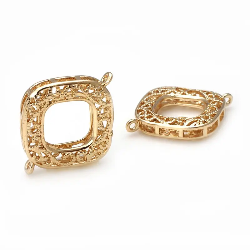 6 pz 20x26MM 18K oro colore ottone quadrato collegare Charms di alta qualità gioielli fai da te che fanno collana orecchini accessori per le donne