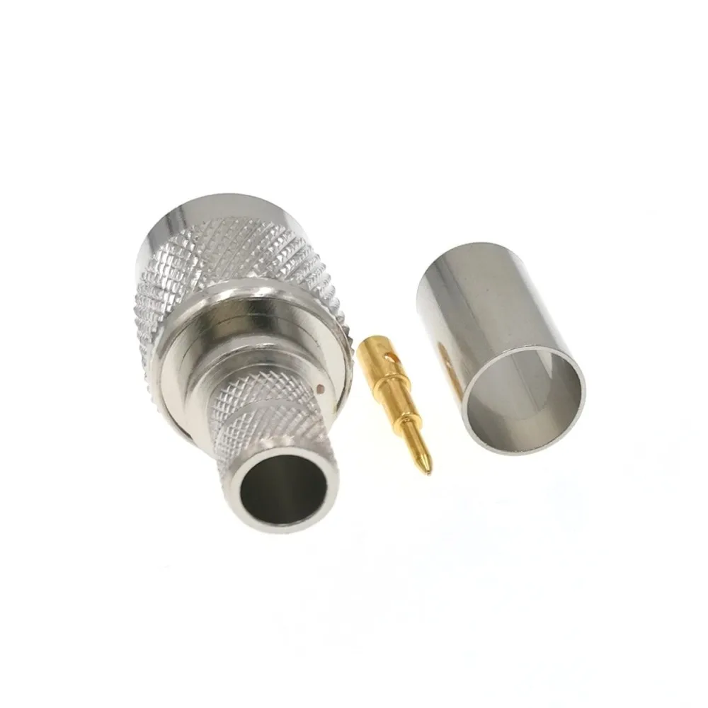 Imagem -03 - Tnc Macho Plug Friso Braçadeira de Solda para Rg5 Rg6 5d-fb Lmr300 Cnt300 Cabo Coaxial Conector Bronze Niquelado 100 Peças