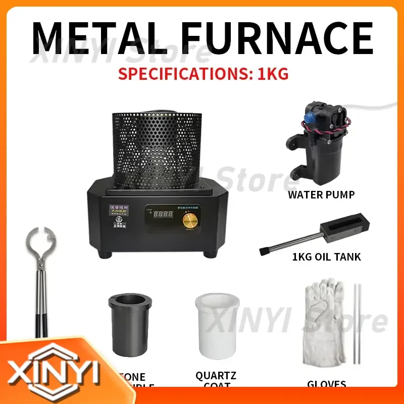 1KG 2KG 3KG Mini Portable Induction Melting Furnace for Gold Silver Steel Casting Jewelry Smelting Machine 1400 to 1600