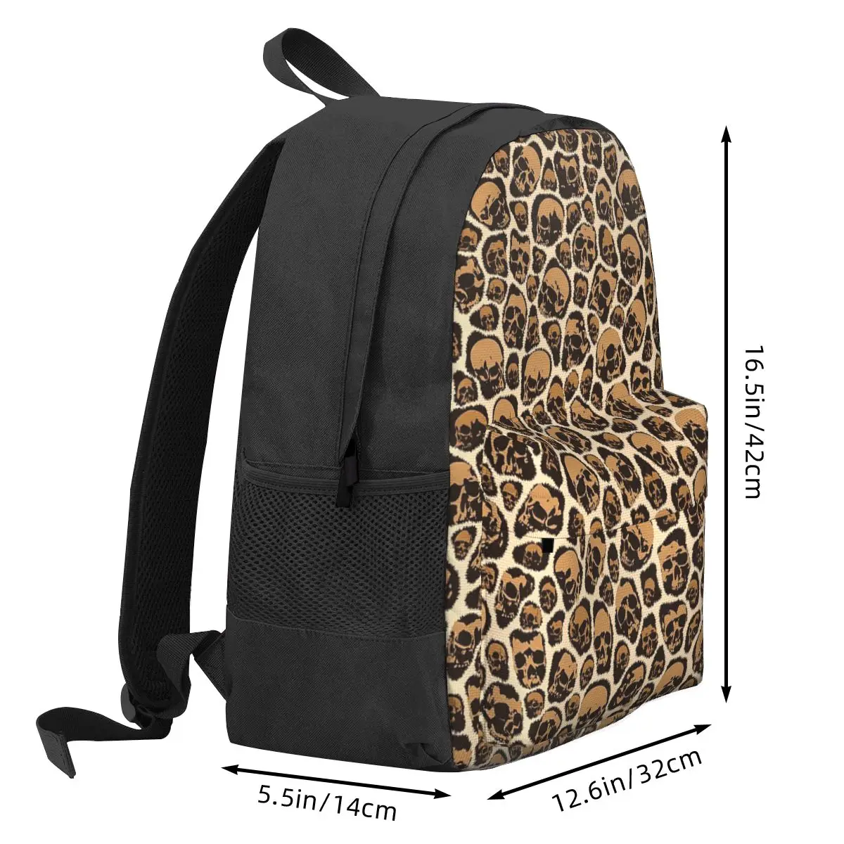 Leopard Print Cheetah Gothic Skulls Animal Fur Pattern Backpack Hot Sale Daypack Large Capacity Kids BookBag