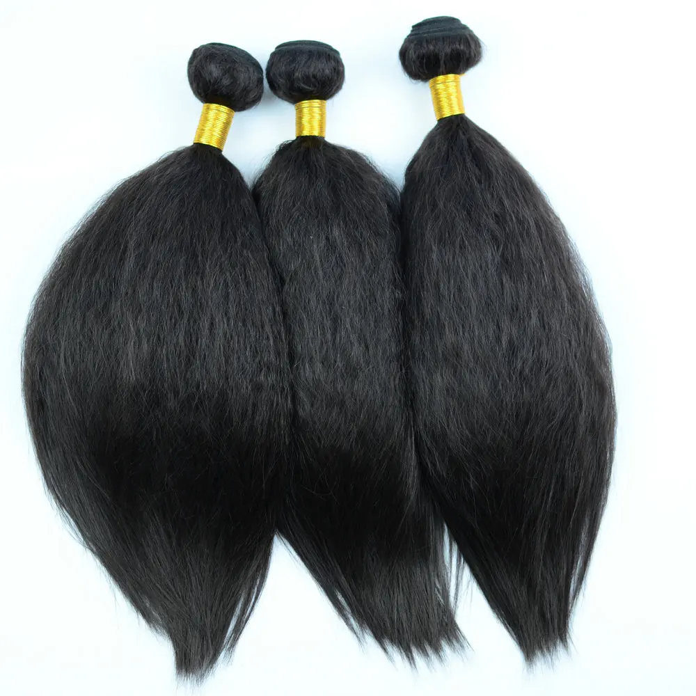 

Cosplay Natural Black Color Hair Weaves Extensions,3 pieces for a wig,Synthetic Hair Bundles Afro Kinky Straight 100g