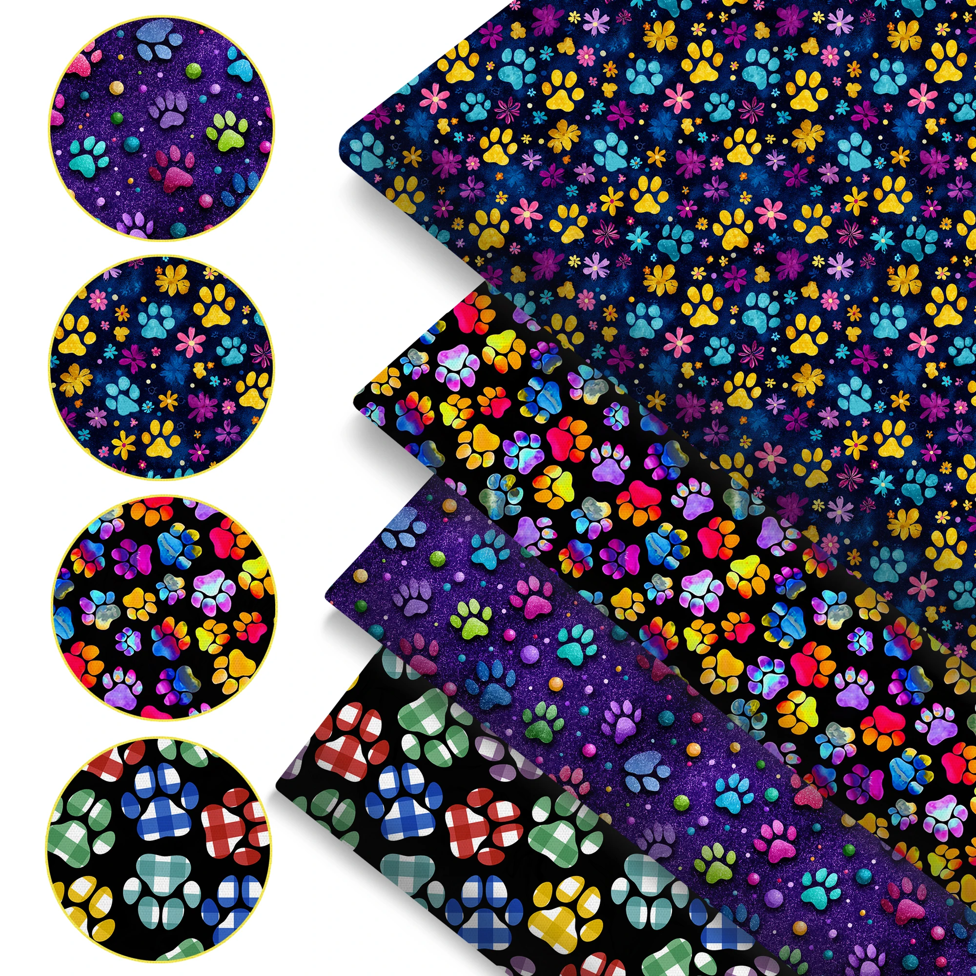 Pre-cut 4Pc/set 7.87x7.87inch/19.68x17.7inch footprint series Precut Quilting Fabric Fat Quarter Fabric Bundle