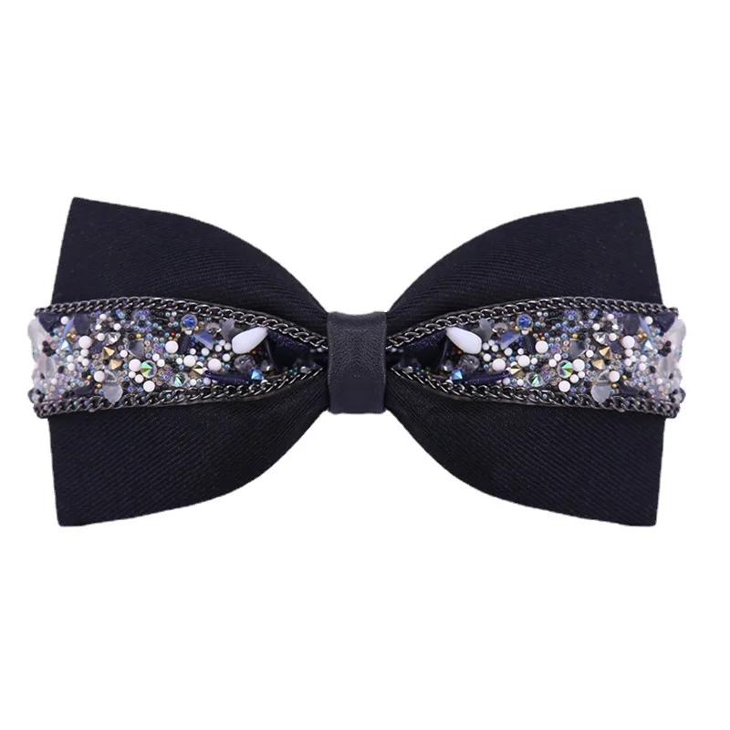 Bow tie Male rhinestone blue bow wedding groom officiate  female high-quality children\'s dress necktie