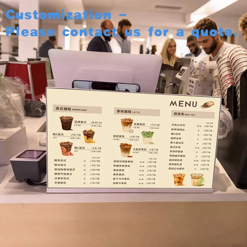 

Custom.Настольная цифровая вывеска, цифровое меню, рекламный экран, магазин чая с молоком, 21,5 дюйма, 23,8 дюйма, 27 дюймов
