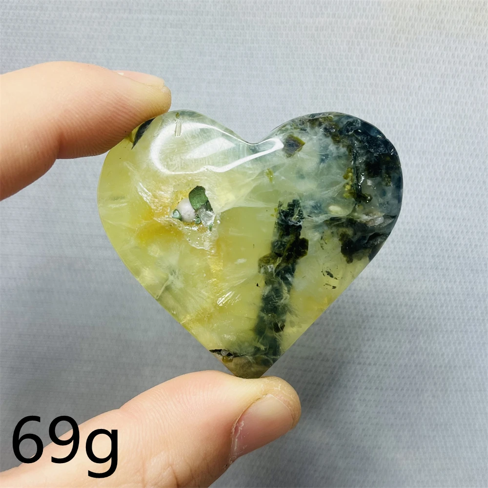 Heart Shaped Hand Polished Green Grape Jade Geode Agate Black Tourmaline Crystal Home Room Decoration Stone Chakra Healing