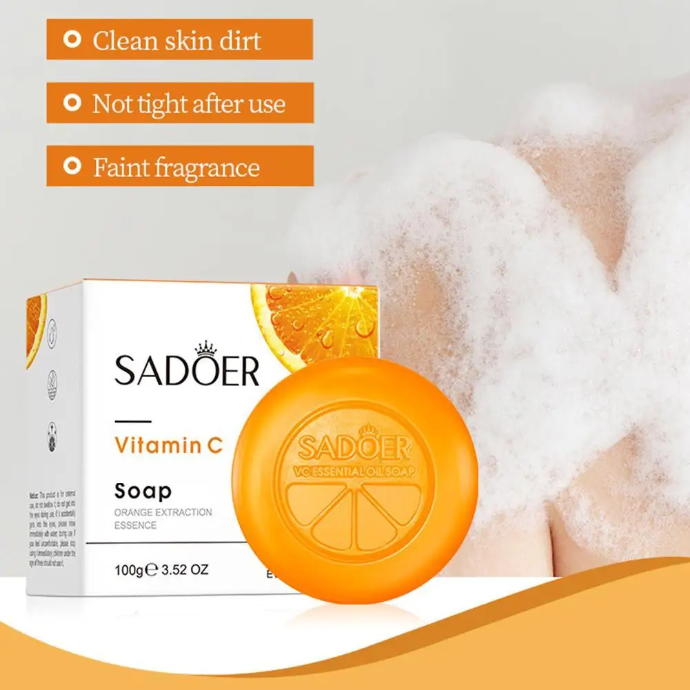 

Vitamin C Brightening Soap Bar 100g Handmade Soild Natural Soap For Whole Body Cleansing Care With Essential Oils