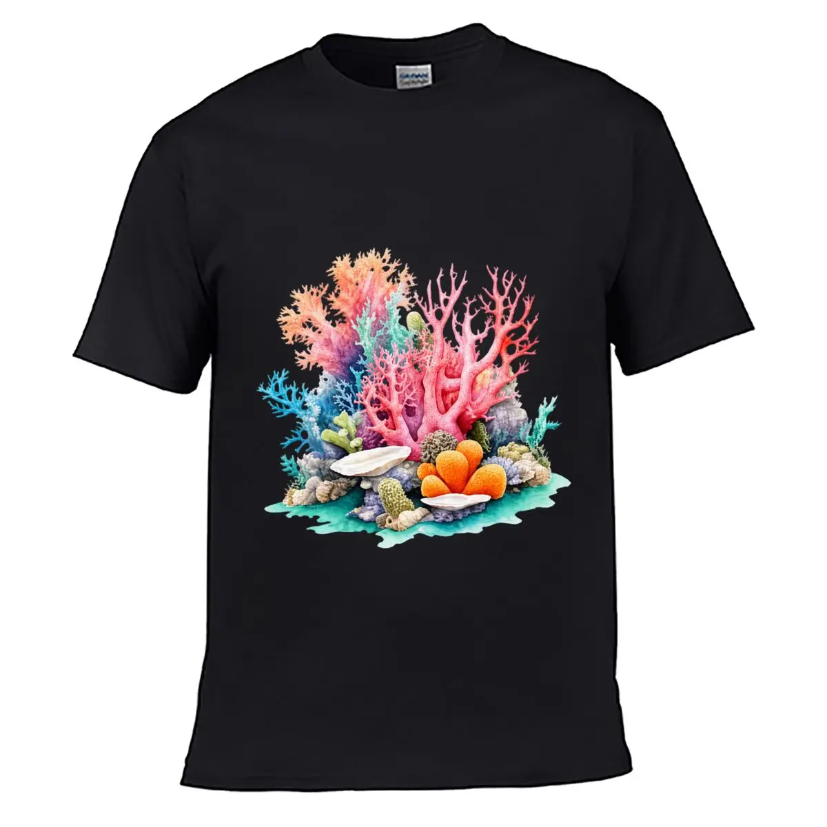 Colorful Coral Reef Sea Shells Ocean Design Street Loose Simple Tee
