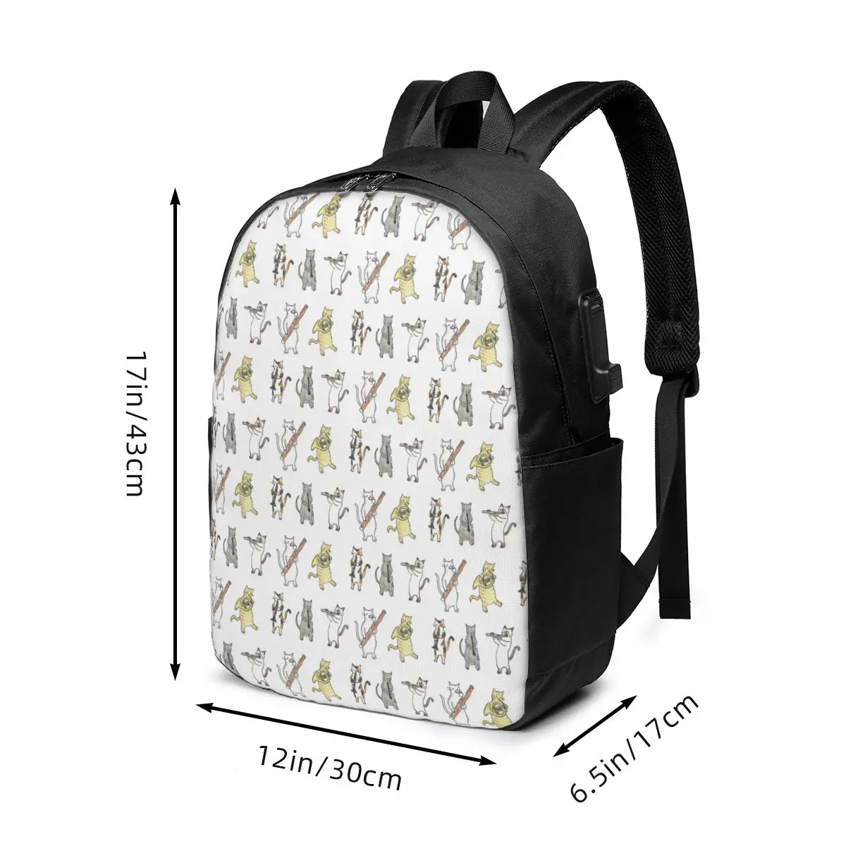 Cat Orchestra Kitten And Music Design Backpack Travel Notebook Bag Computer College Student School Bag Laptop Shoulder Bags