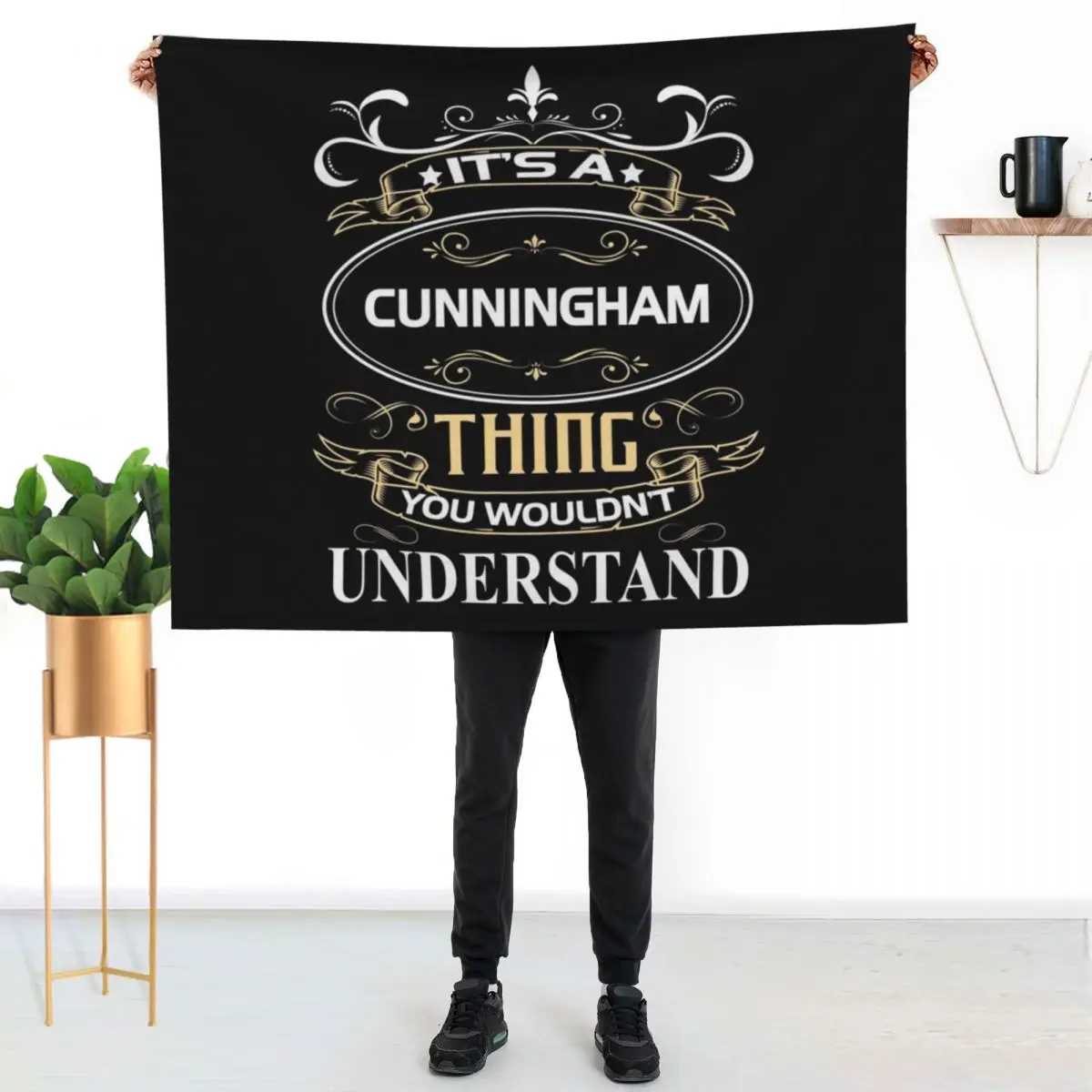 Cunningham Name Shirt It's A Cunningham Thing You Wouldn't Understand Throw Blanket Travel Size Cozy Blanket for Plane Train