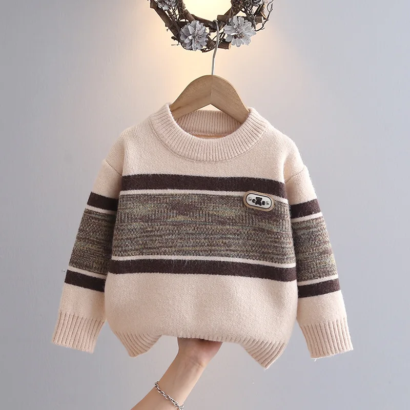 

Boys Woolen Jersey Sweaters Spring Autumn 2025 Children Knitted Clothes Tops For Baby Outerwear Kids Pullover Sweater Outfits 8Y