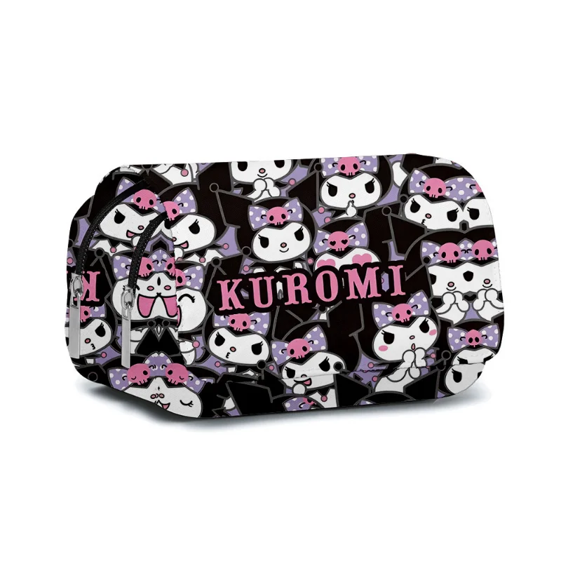 Kawaii Kuromi Double-layer Pencil Bag Primary School Students Stationery Box Cartoon Pencil Bag Mochila Children\'s Birthday Gift