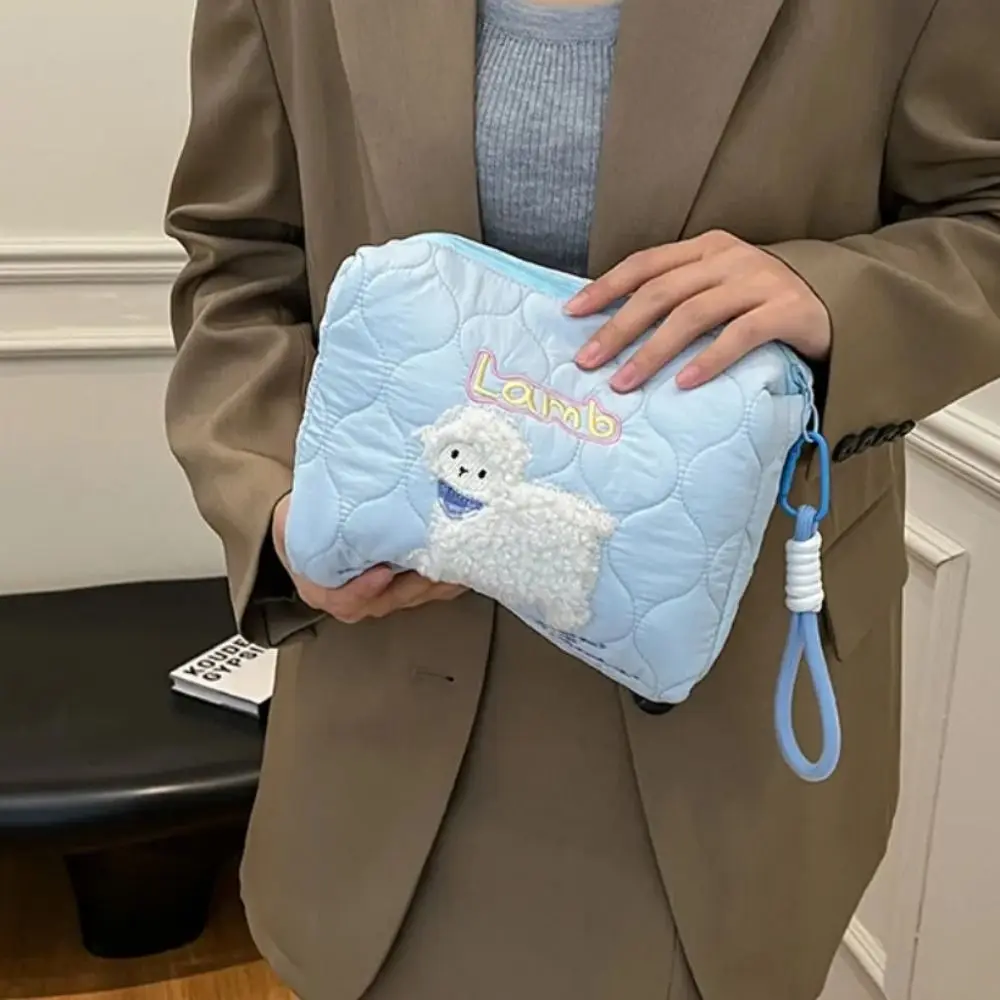 

Multifunctional Embroidery Cosmetic Bag Puppy Handheld Toiletry Organizer Portable Large Capacity Cartoon Makeup Bag Women