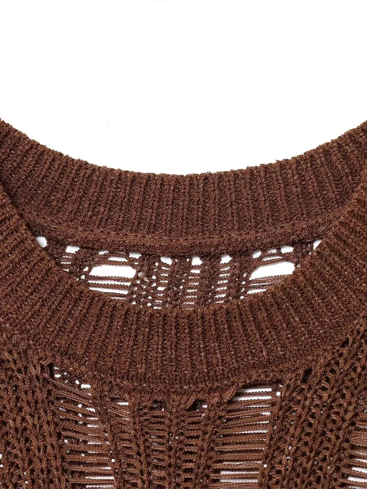 European and American style autumn new fashion simple casual women's decorative round neck sleeveless suspenders knitted top