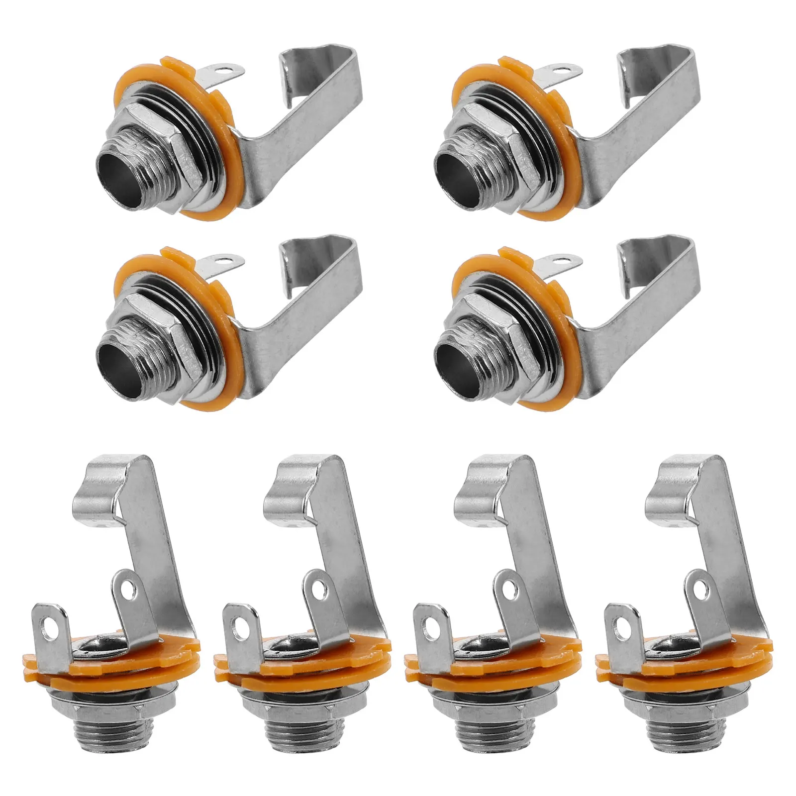 

8Pcs Audio Socket 6.35mm Mono Jack Stainless Steel Guitar Input Panel Mount Connector Adapter Speaker Microphone Holder
