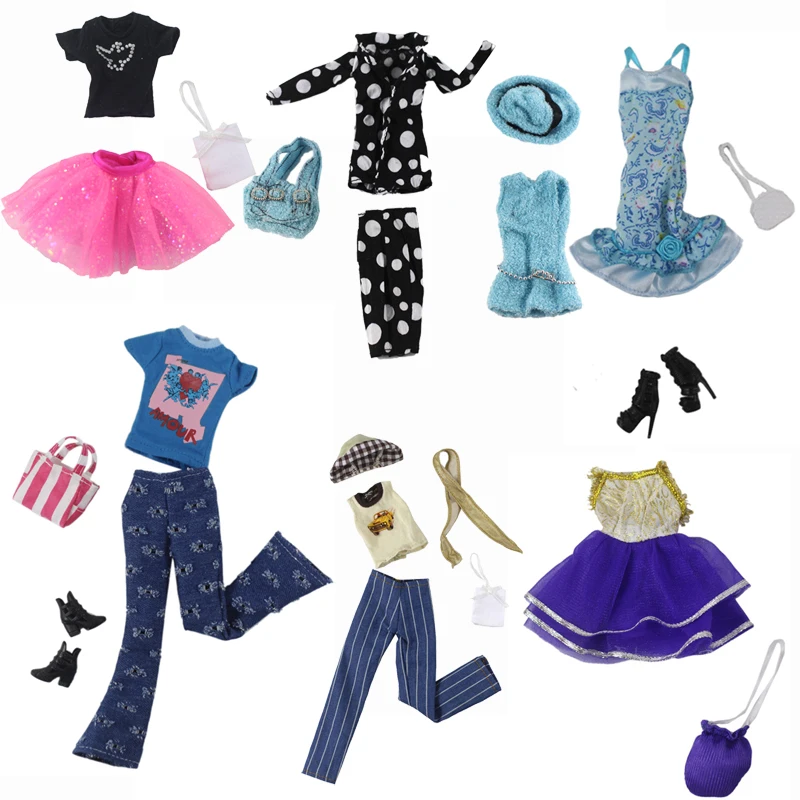 6 Points 30CM Changing Doll Supermodel Clothes Set For Doll Outfits Accessories Toy Clothes Cake Miniskirt Dress Shorts Bag