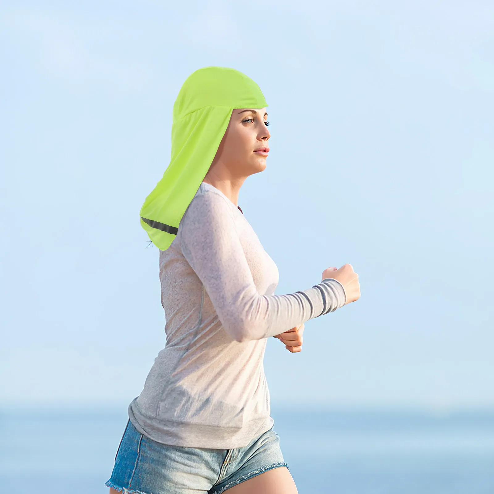 

4Pcs Quick-Dry Reflective Hard Hat Liner Headscarf Cap Sweat-Wicking Long-Tail Sunshade Neck Shade Cycling Running Sports