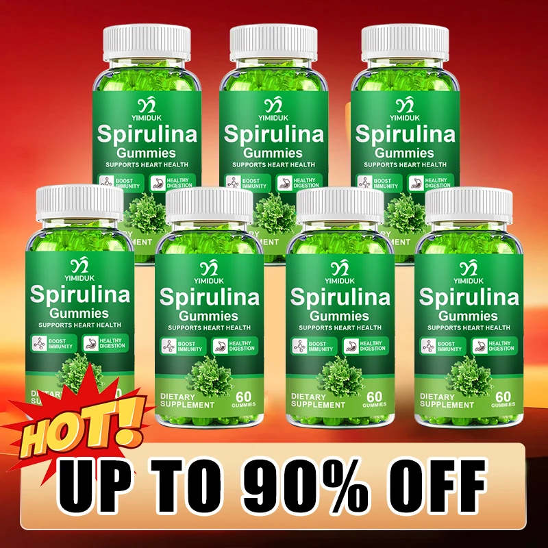 

Spirulina Gummies, High Phycocyanin from Nutrient-Rich Blue-Green Algae for Antioxidants, Cellular Energy & Cleanse, Superfood