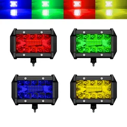 4 Inch Spot & Flood Aluminum Combo Bar Driving Waterproof Red Yellow Blue Green Led Work Light Off-Road Truck Car ATV SUV Boat