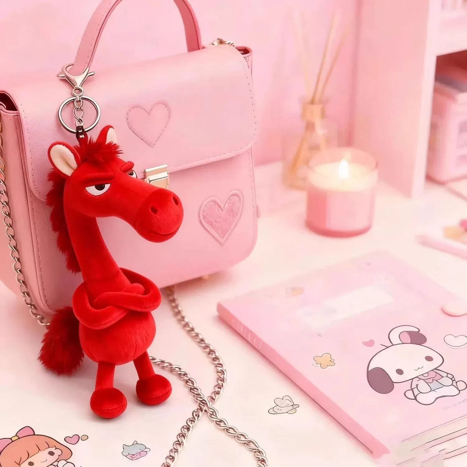 2026 chaveiro cavalo do zodíaco dos desenhos animados preto pelúcia mochila bolsa charme para crianças festivo ano novo chinês ideia de presente