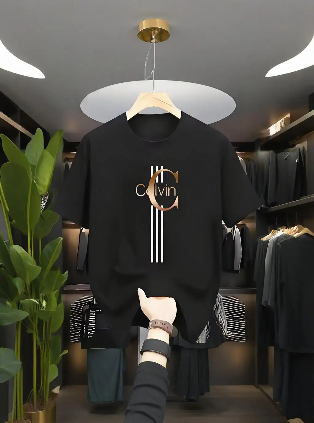 2025 men's casual T-shirt, letter print, comfortable and breathable, polyester fiber, summer fashionable short sleeved shirt