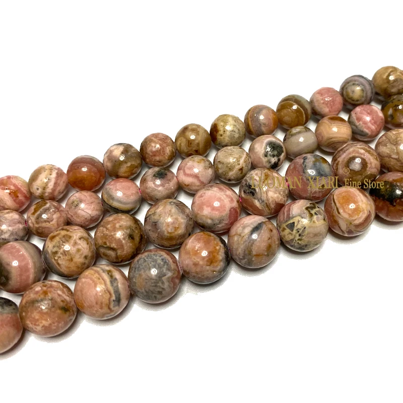 Natural Stone Argentina Red Rhodochrosite Round Loose Spacer Beads for Jewelry Making Diy Earrings Bracelet Charms Accessories