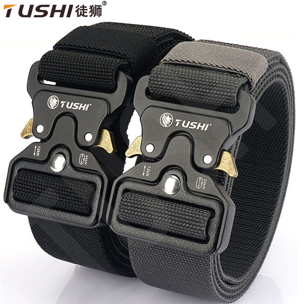 TUSHI Men Army Outdoor Hunting Tactical Multi Function Combat Survival High Quality Marine Corps Canvas For aluminum alloy belt