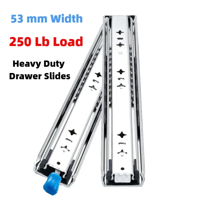 1 Pair Heavy Duty with Lock/no Lock Drawer Slides 250 Lb Load 10-60 Inch Side Mount Full Extension Ball Bearing Industrial Rail