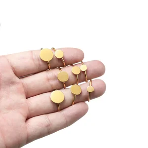 10pcs 골드 도금 스테인레스 스틸 블랭크베이스 반지 반지 설정 카보콘 카메오 트레이 베젤 DIY 보석 제조 소모품 발견 대량 10 최고의 판매 공백 링 -№2