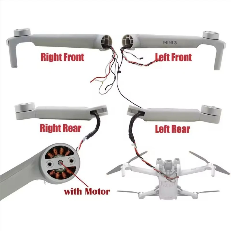 

Оригинальный рычаг двигателя для DJI Mini 3 Pro, передний/задний, левый/правый, с мотором, аксессуары для дрона, запчасти для ремонта и замены ﻿