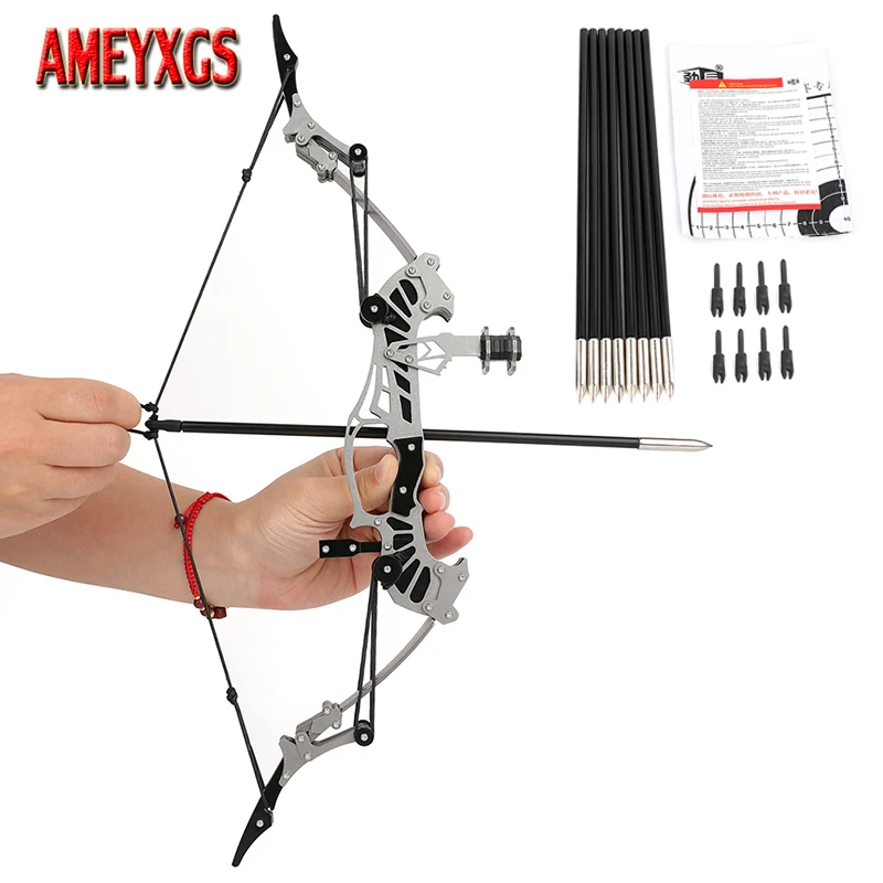 

16lbs Mini Bow and Arrows Archery Stainless Steel Bow Outdoor Shooting Target Sports Entertainment Game Leisure Decompression