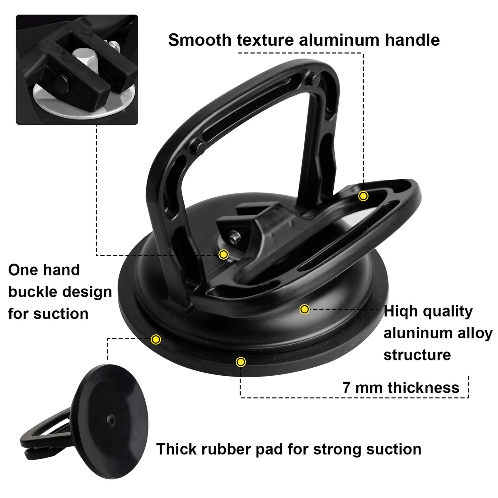 كوب شفط زجاجي عالي التحمل من الألومنيوم لوحة مكنسة كهربائية وحامل مقبض خطافات Du #3