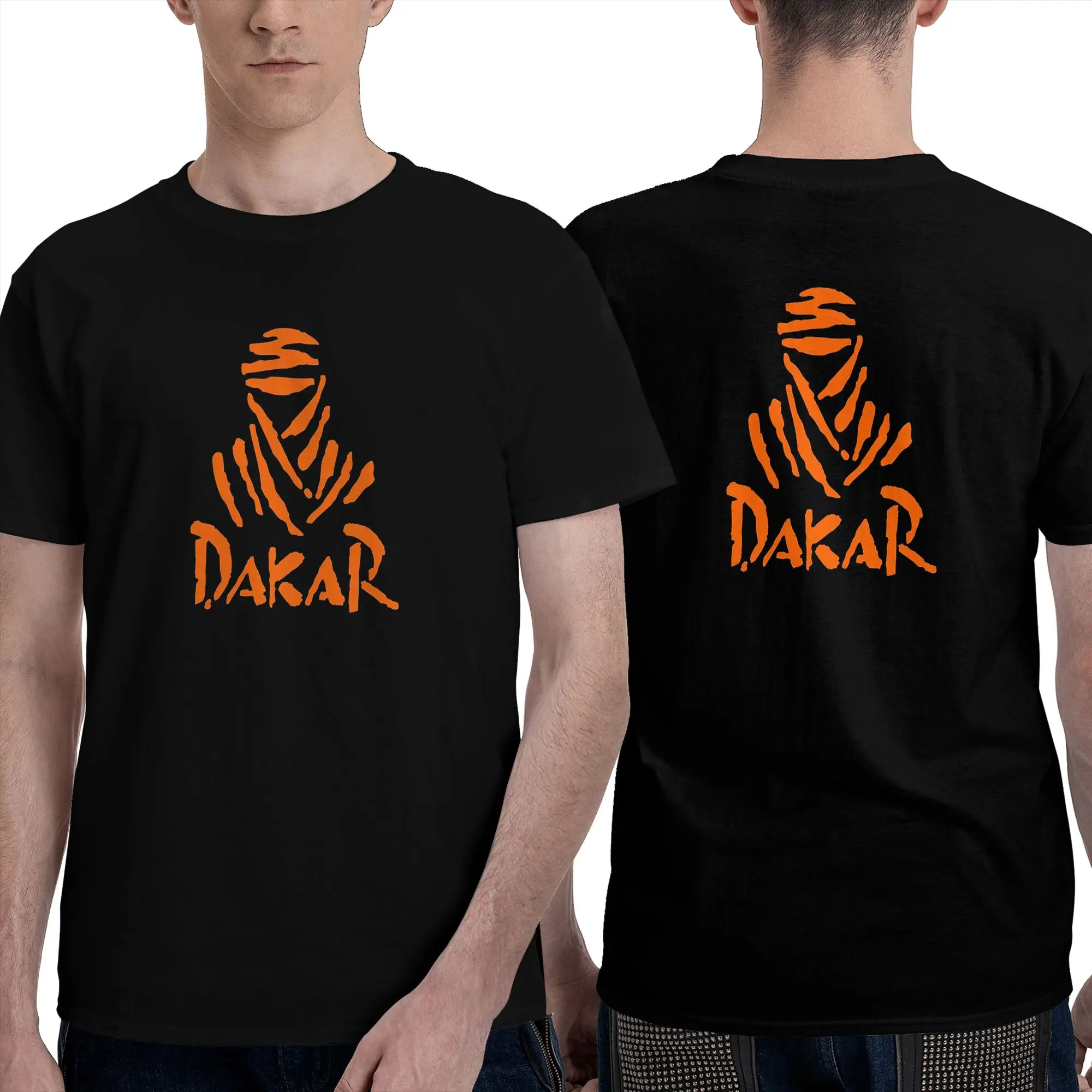 100% Cotton Dakar Rally Motorcycle T-Shirt Men's Double Sided T Shirt Men Round Neck Summer Shirts Tops S-6XL