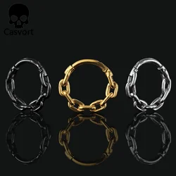 Casvort 1PCS Clip Helix Chain Nose Ring Cartilage Tragus Septum Rings Piercing Body Jewelry 316L Surgical Stainless Steel