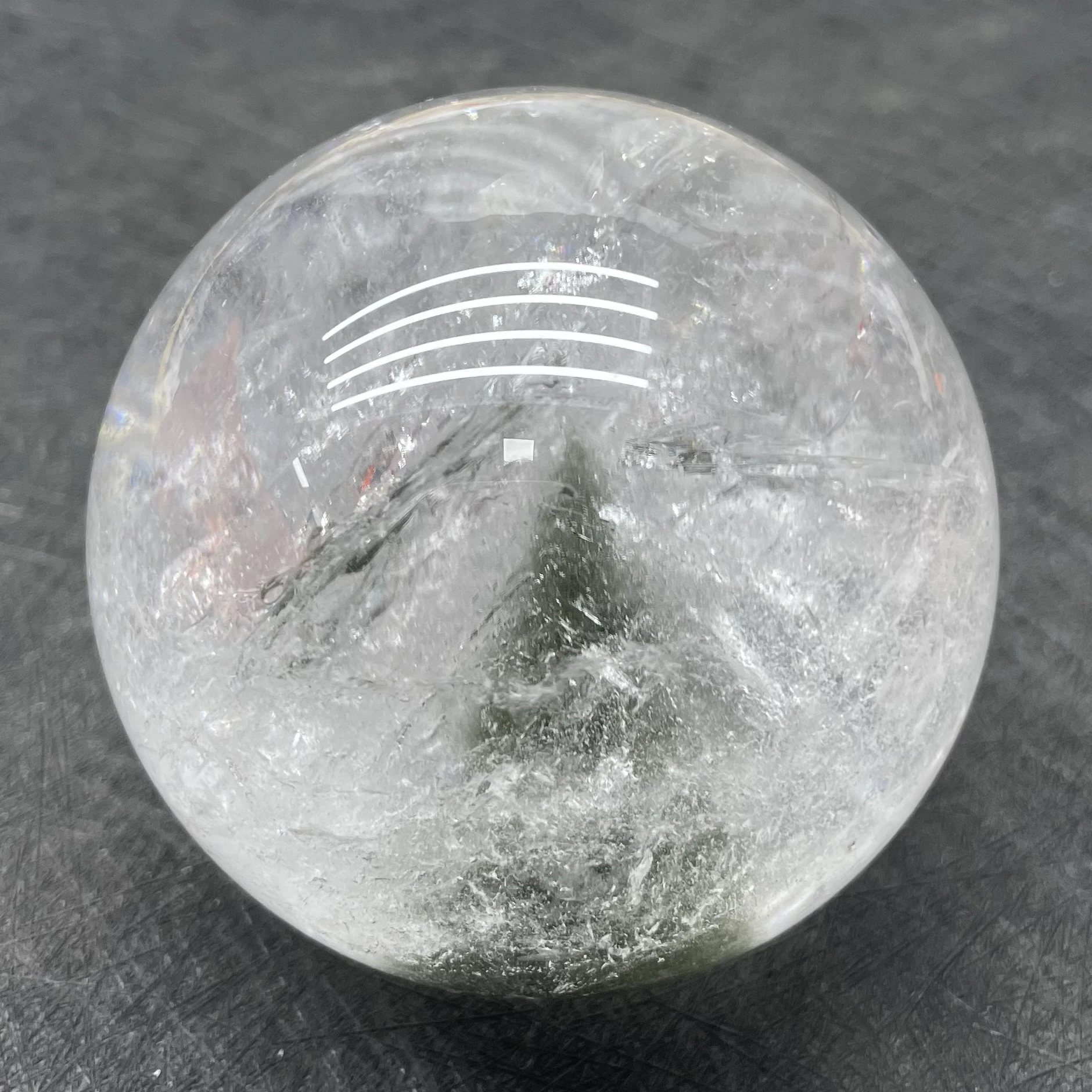 

403g Natural Crystal Ball Green Phantom Decoration Polished Quartz Sphere Reiki Healing B03