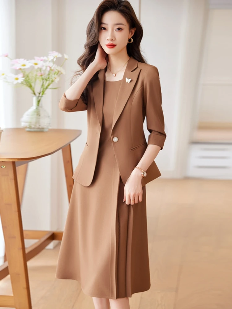 

Elegant Women's Two-Piece Suit Set Spring New Professional Outfit Goddess Style Dress Suit Casual Slim Fit Polyester Fiber