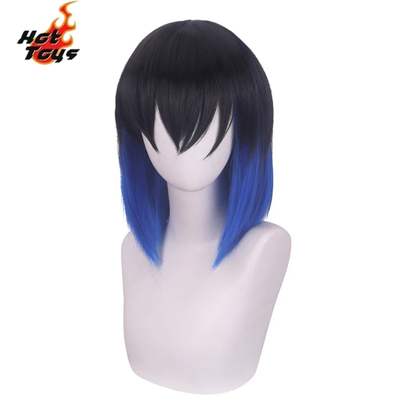 Hashibira Inosuke Short Blue Ombre Wig Kimetsu no Yaiba Heat Resistant Hair Cosplay Costume Wigs image 4