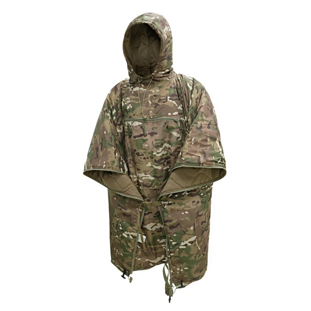 Convertible Poncho Sleeping Bag Camo Thermal Blanket Cloak for Camping Hiking Travel Emergency Durable Scratch Resistant Outdoor