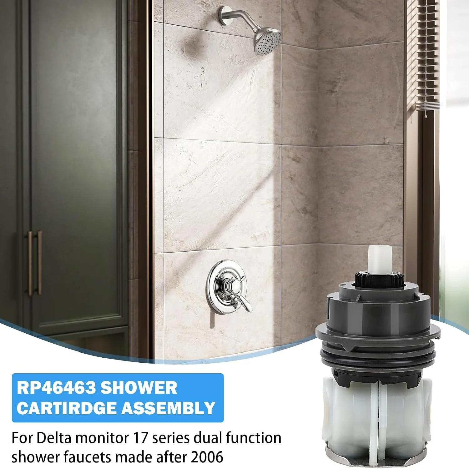RP46463 Shower Cartridge Replacement For Delta Monitor 17 Series(Post-2006) For 17 Series Dual-Function Tub And Shower Faucets ,Pressure Balance Valve Assembly For MultiChoice Universal Valve
