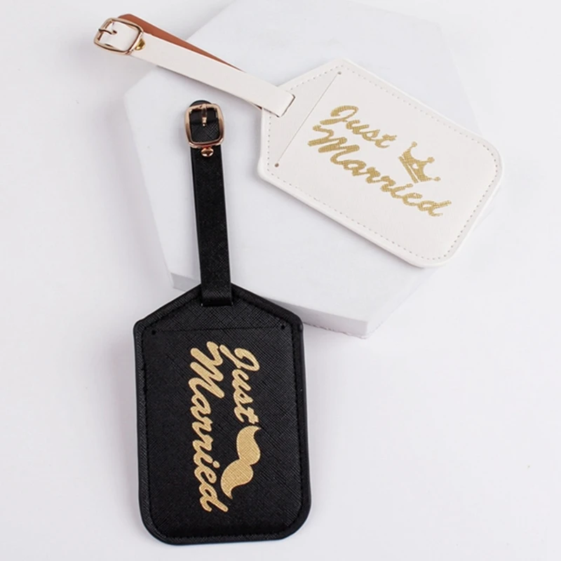 PU Leather Luggage Tag Travel Suitcase Tags Name Phone Address Label Identifier Wedding Bridal Gift for Women Men