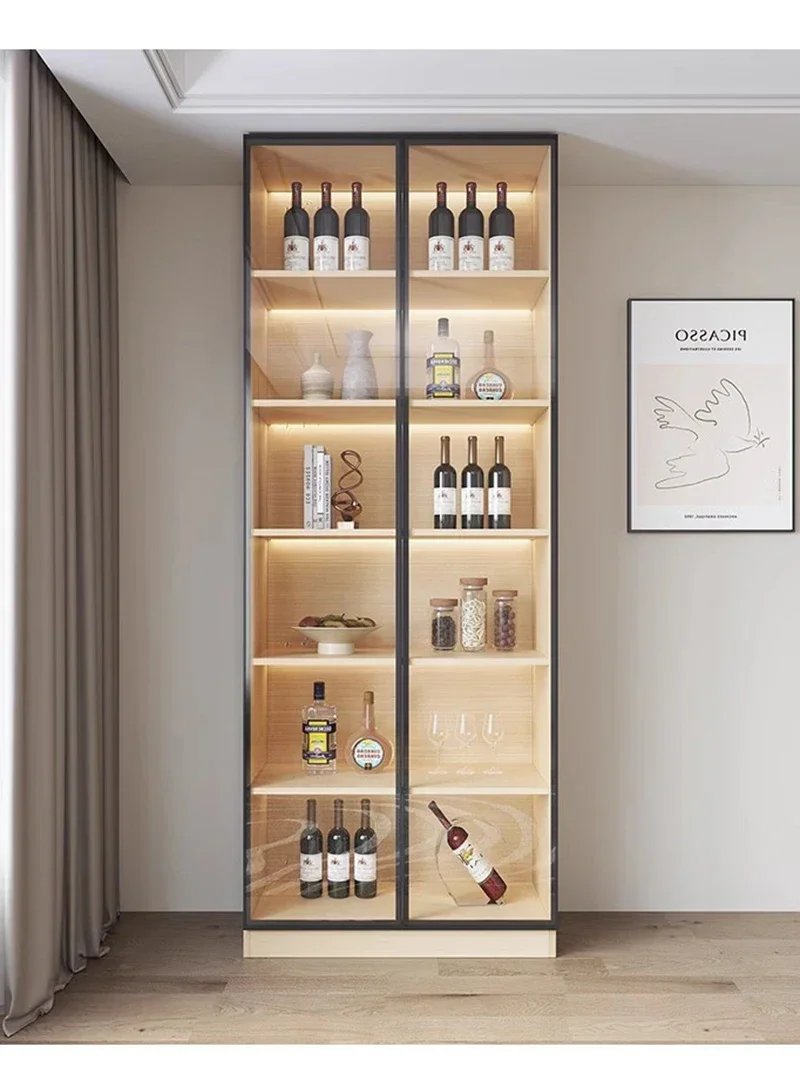 

Modern Wooden Wine Cabinet Glass Door Storage Collect Wine Rack Kitchen Gabinete Gamer Armarios Para Sala Estar Bar Furniture