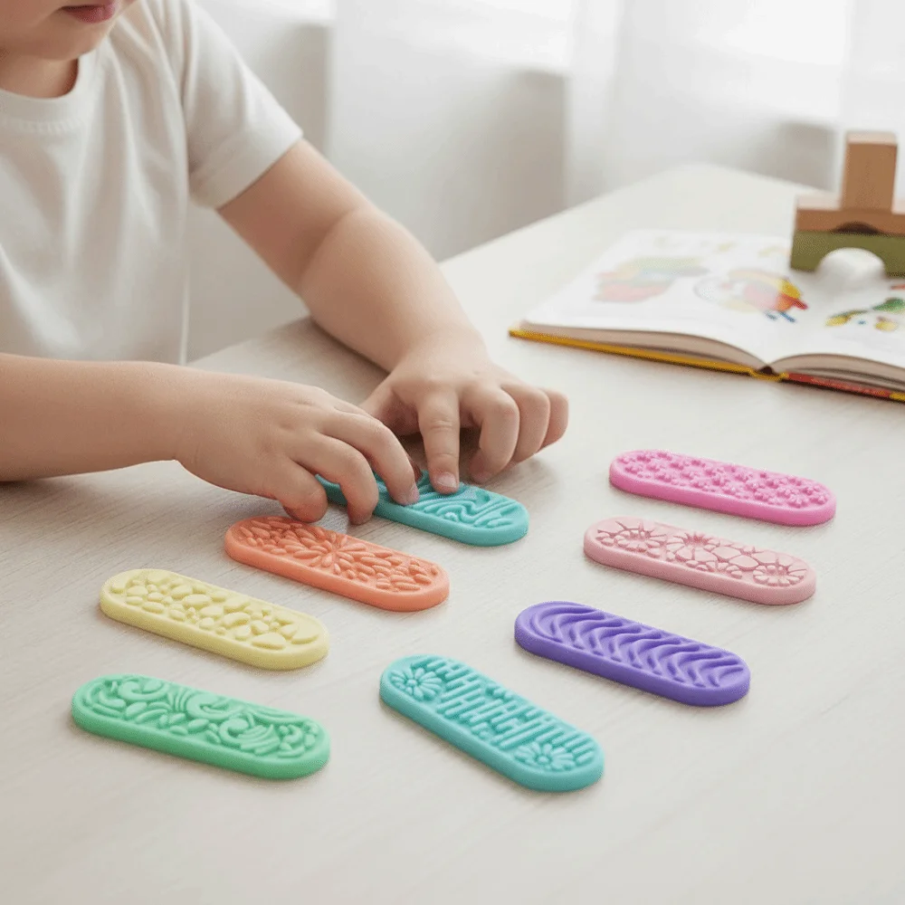 Soft Silicone Sensory Stone Toy Textured Surface Unique Gift Textured Worry Stones Portable Size Creative Design